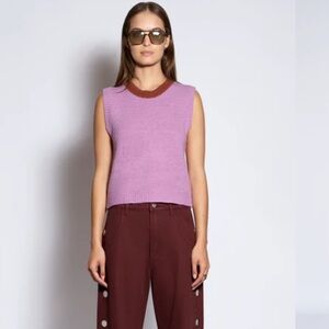 Roucha sweater vest, lavender / lilac purple, merino wool, excellent condition